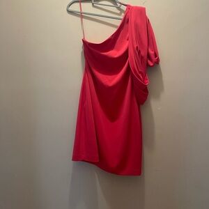 Badgley Mischka Vibrant Red One-Shoulder Dress